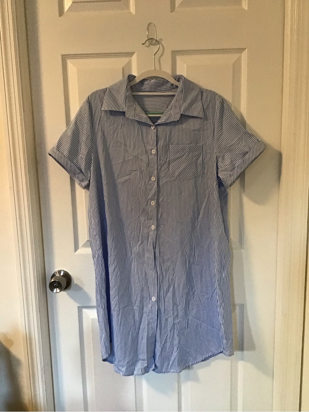 Light Blue and White Striped Shirt dress